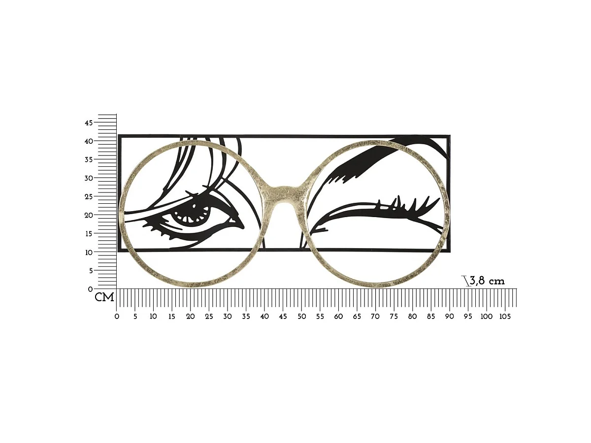 Décoration murale lunettes 3D métal 90x41 cm Océane Noir et Doré