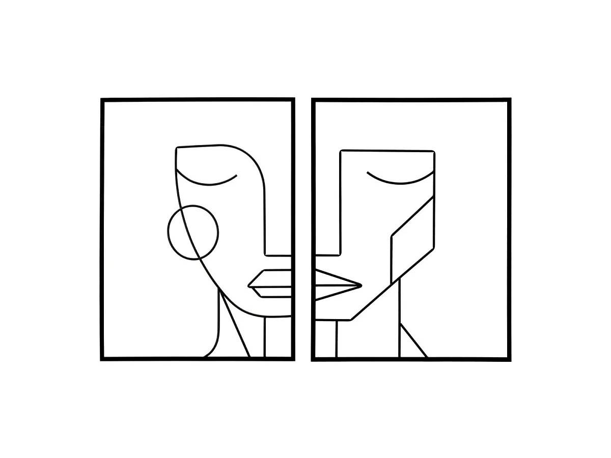 Ensemble de 2 décorations murales visage métal 60x80 cm Shella Noir