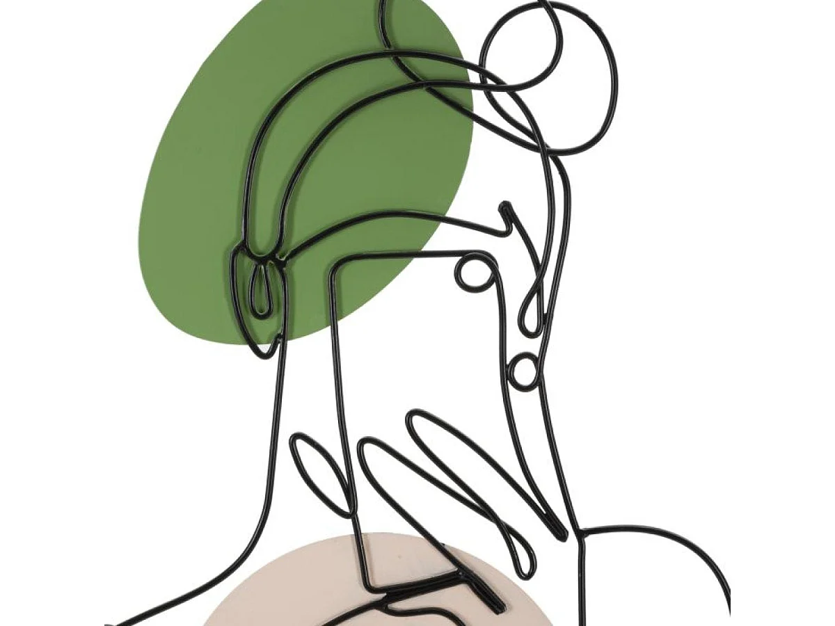 Décoration murale Line Art visage femme métal 40x80 cm Sora Noir