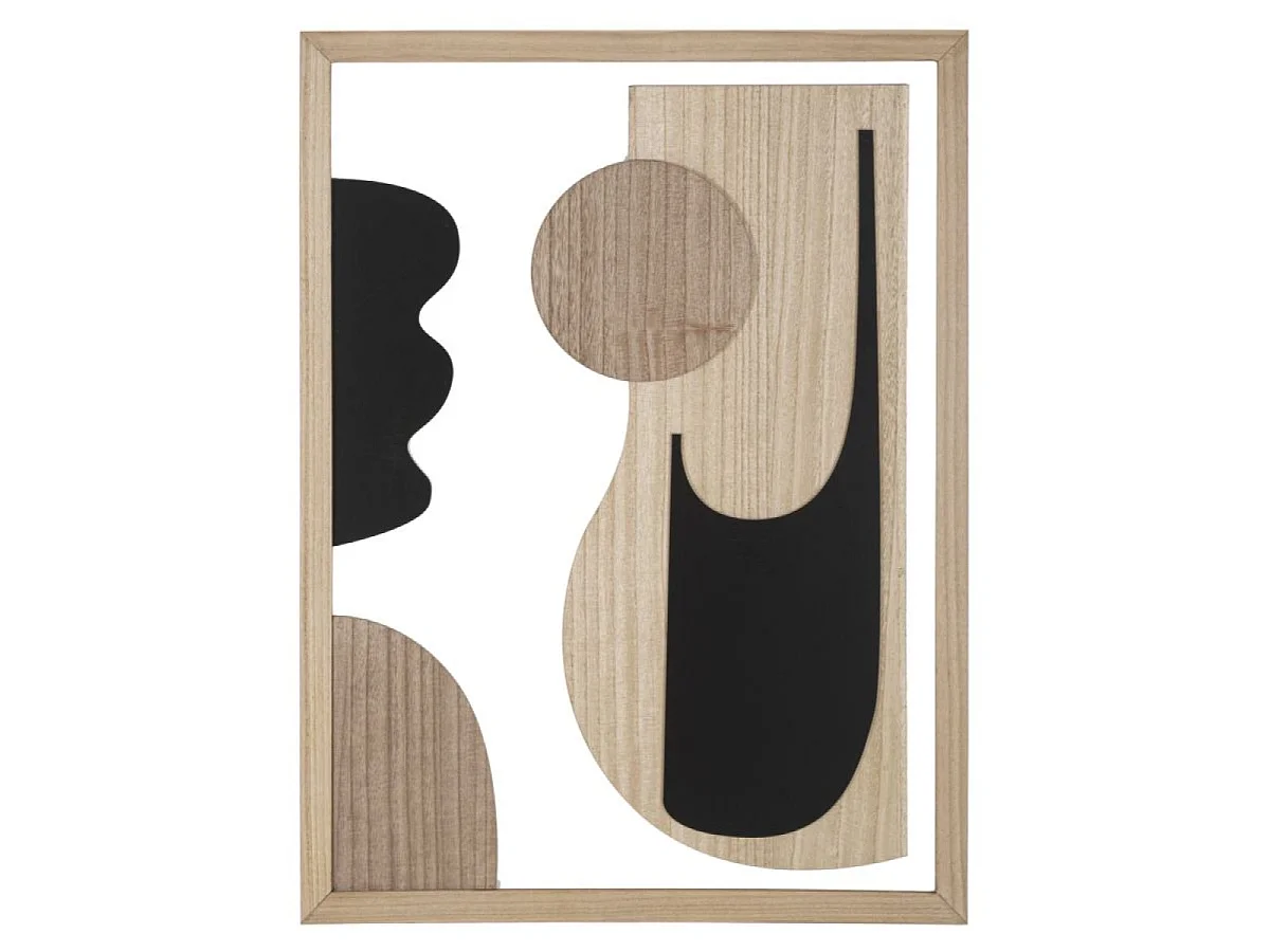 Décoration murale abstraite 60x80 cm Malva Noir et Bois