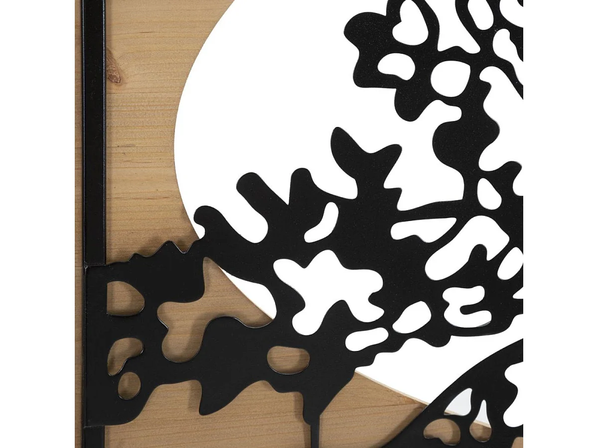 Ensemble de 3 décorations murales triptyque arbre métal 176x90 cm Sarabi Noir et Bois