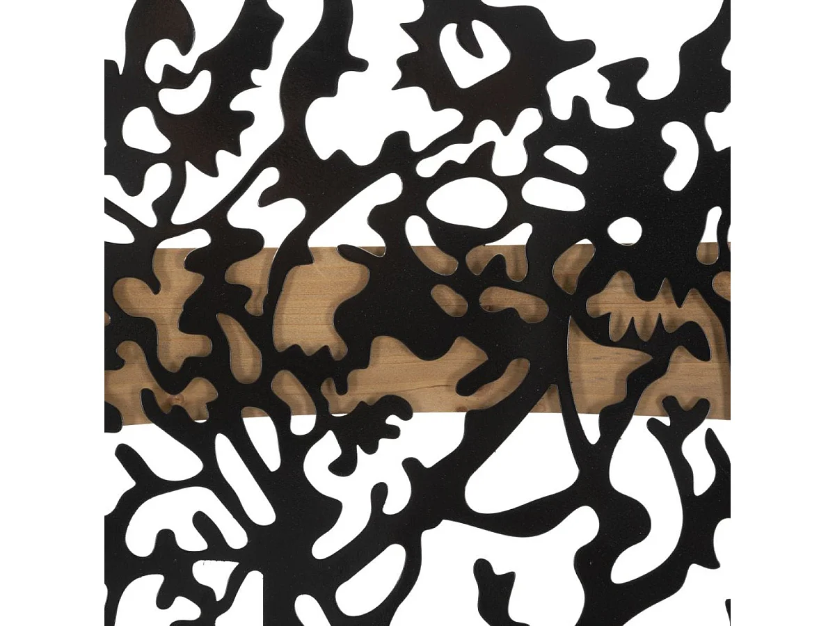 Ensemble de 3 décorations murales triptyque arbre métal 176x90 cm Sarabi Noir et Bois