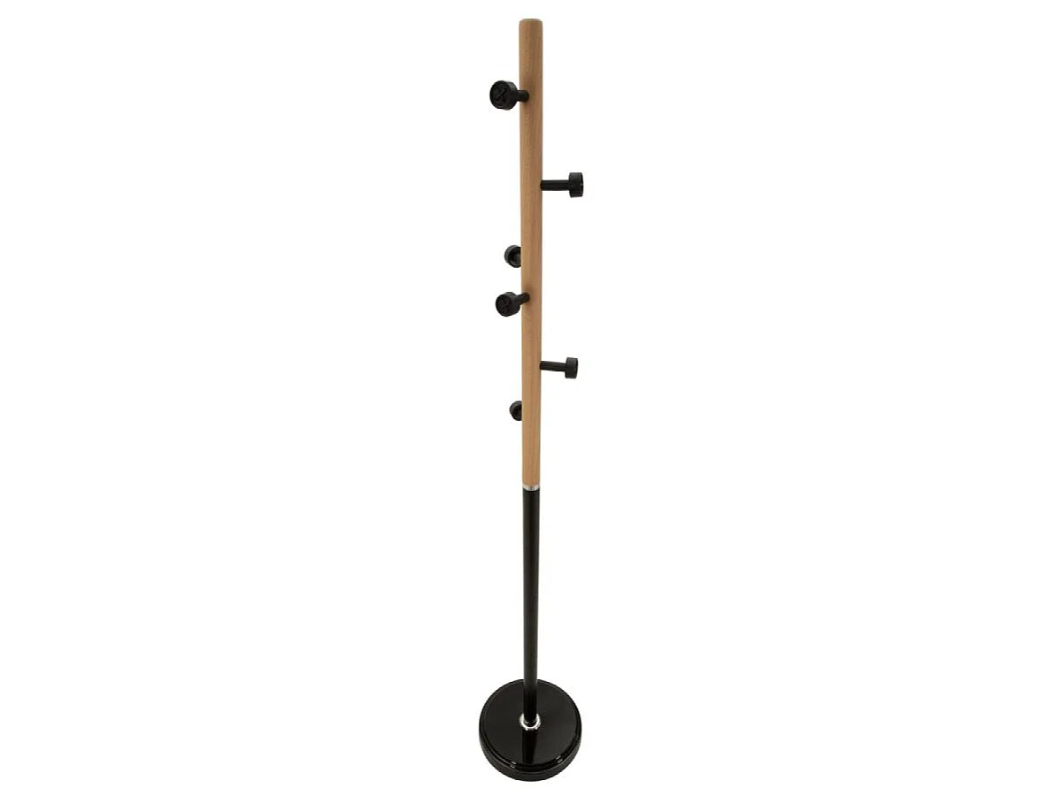 Porte-manteau sur pied 6 patères Halston Noir et Bois