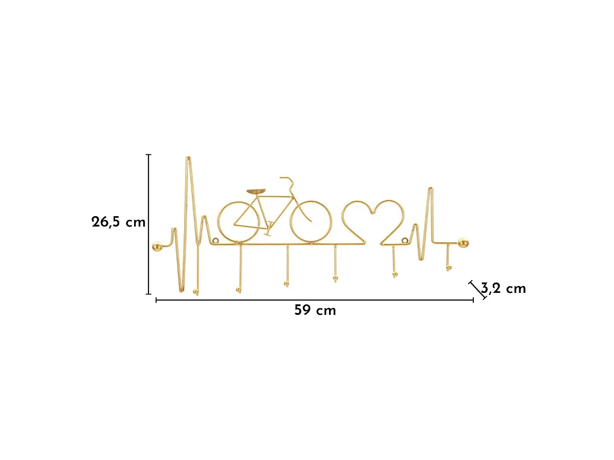 Porte-manteau mural vélo 6 patères Sasha Doré