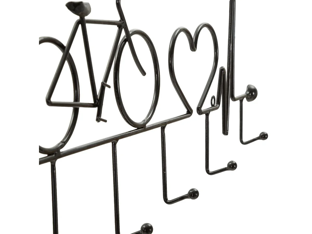 Porte-manteau mural vélo 6 patères Sasha Noir