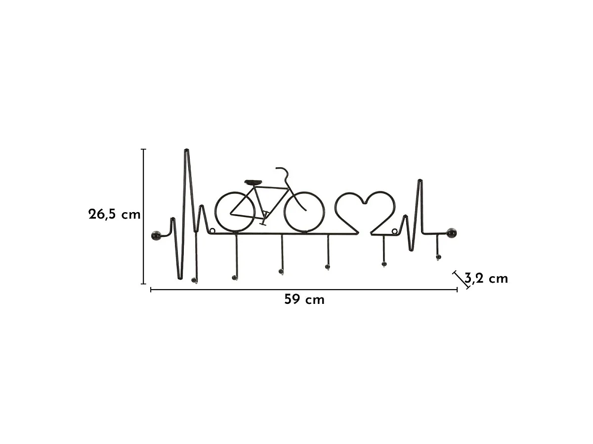 Porte-manteau mural vélo 6 patères Sasha Noir