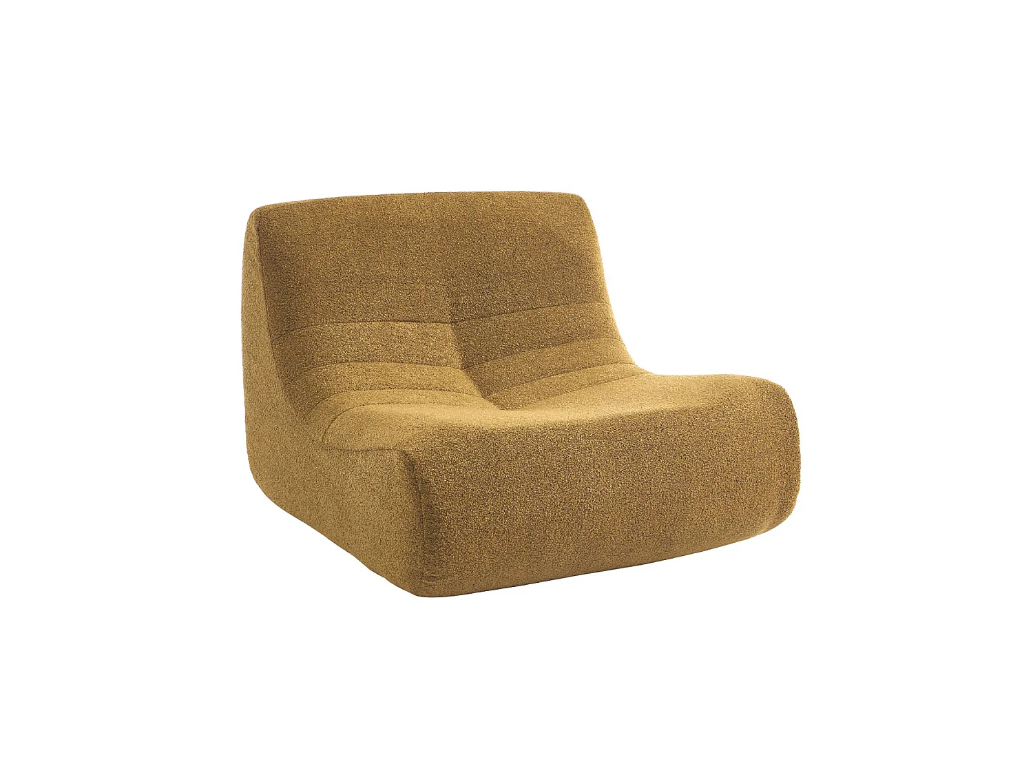Fauteuil chauffeuse en bouclette texturée moutarde style contemporain 1 place