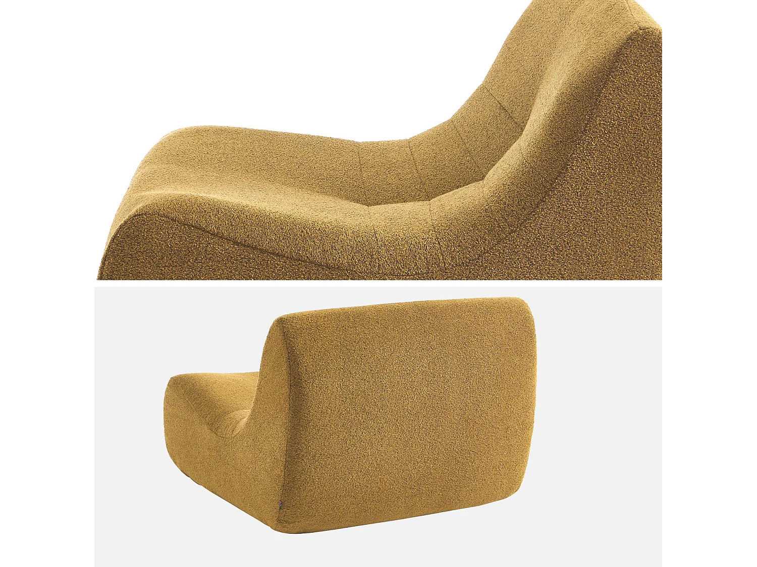 Fauteuil chauffeuse en bouclette texturée moutarde style contemporain 1 place