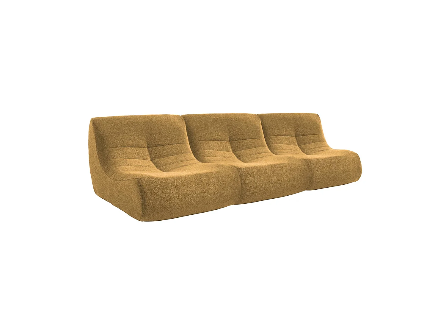 Lot de 3 fauteuils chauffeuses en bouclette texturée moutarde style contemporain 1 place