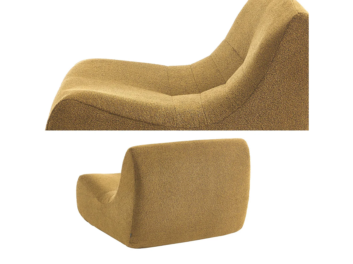 Lot de 3 fauteuils chauffeuses en bouclette texturée moutarde style contemporain 1 place