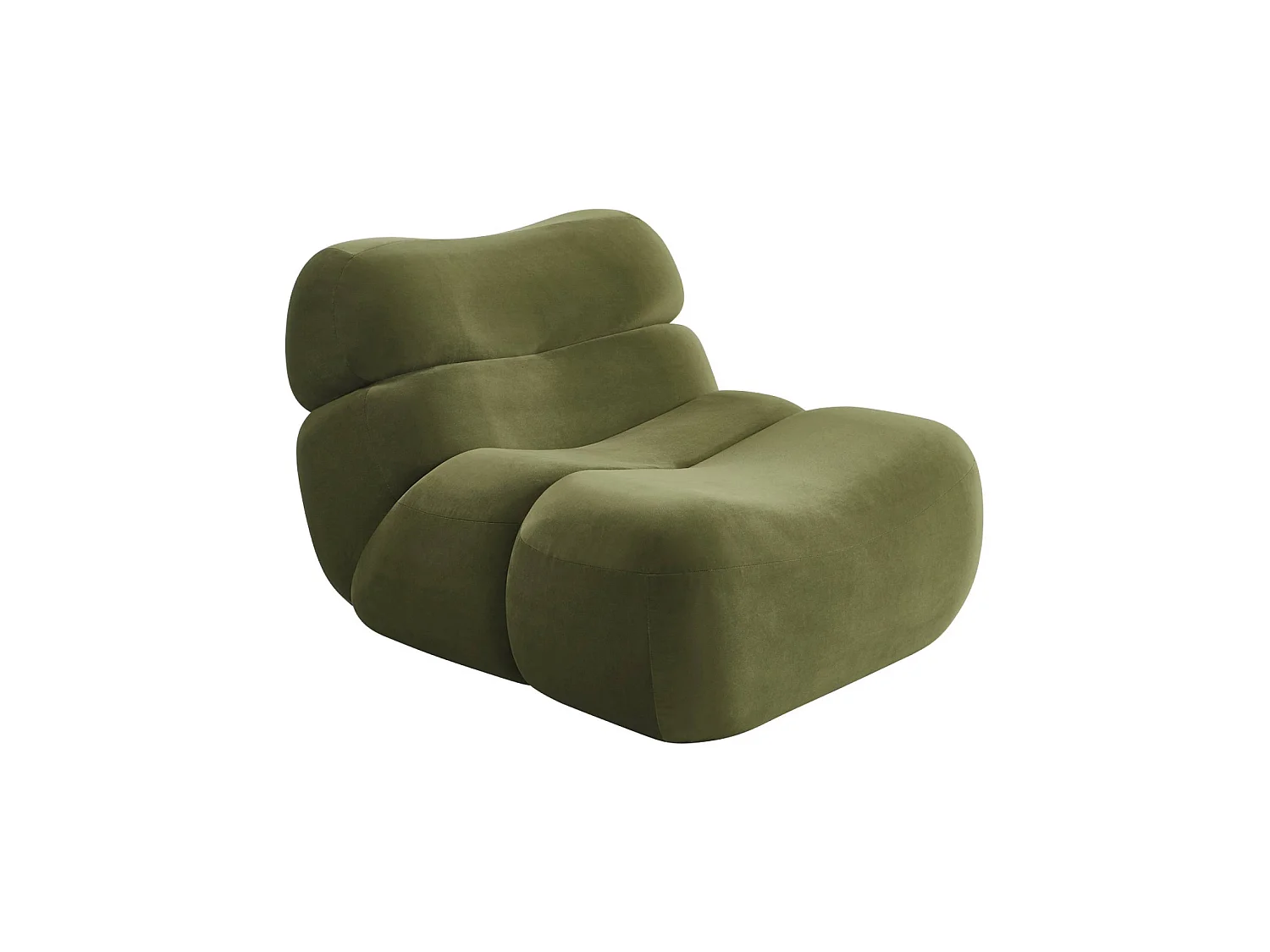 Poltrona compressa in velluto, 1 posto, Como, Verde kaki, 92x103x70 cm