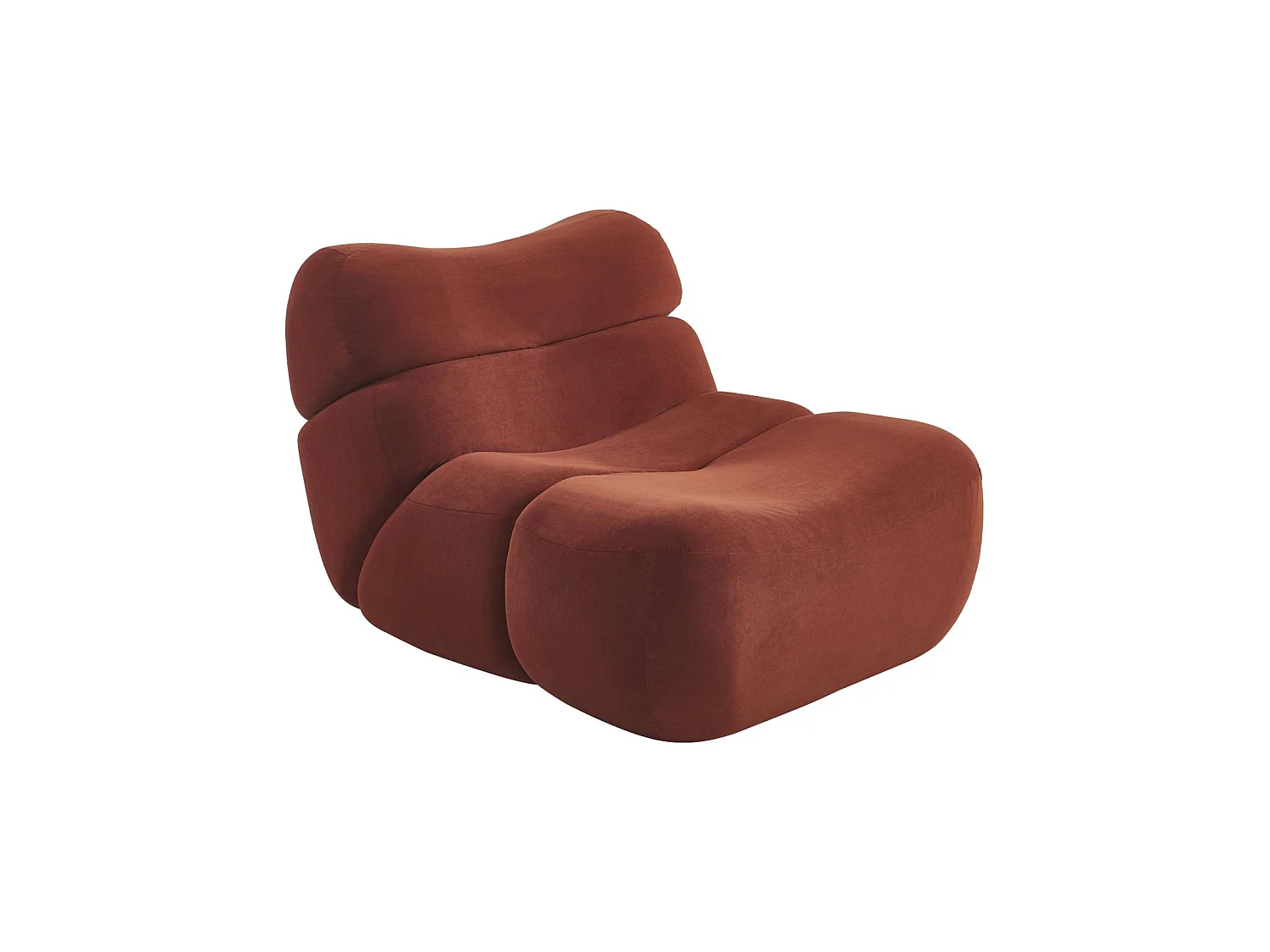 Poltrona compressa in velluto, 1 posto, Como, Rosso mattone, 92x103x70 cm