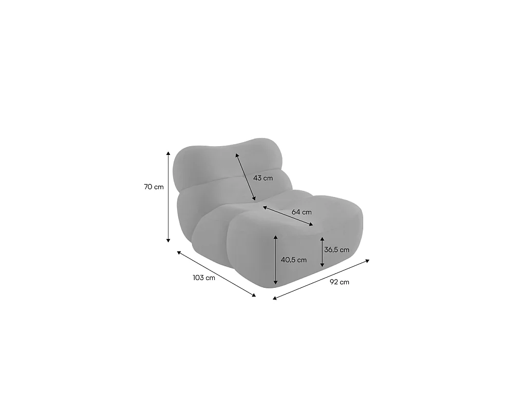 Poltrona compressa in velluto, 1 posto, Como, Rosso mattone, 92x103x70 cm