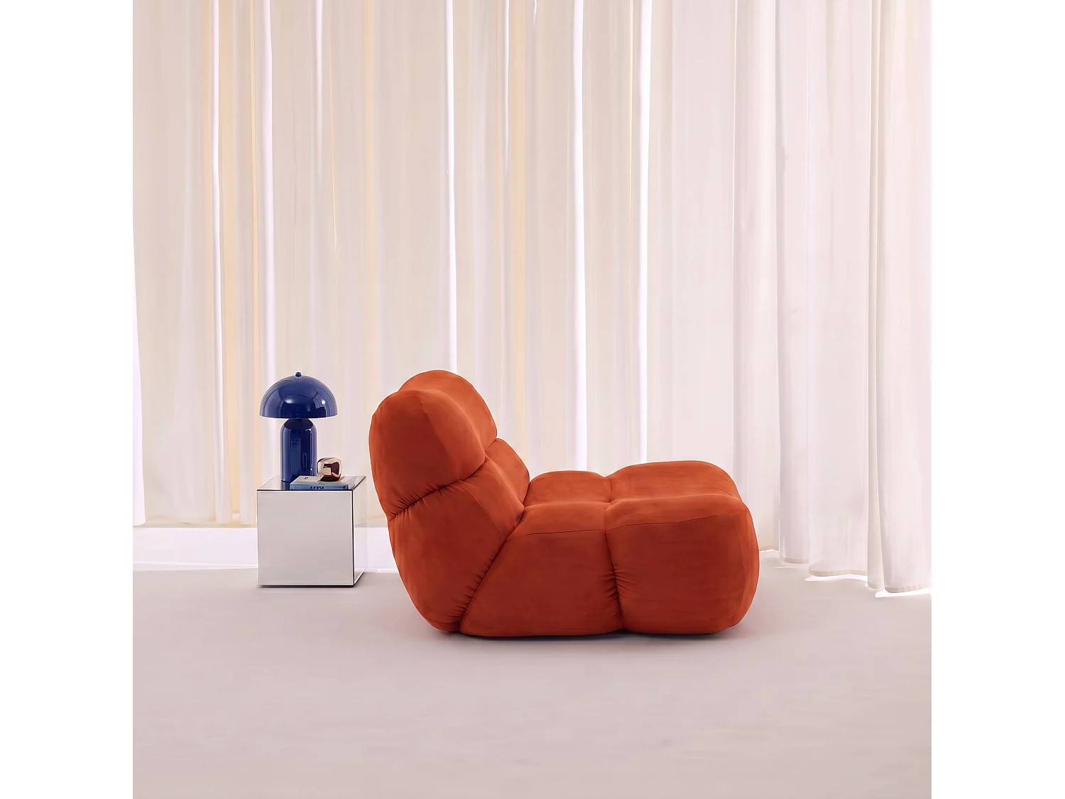 Sillón envasado al vacío de terciopelo, Naranja