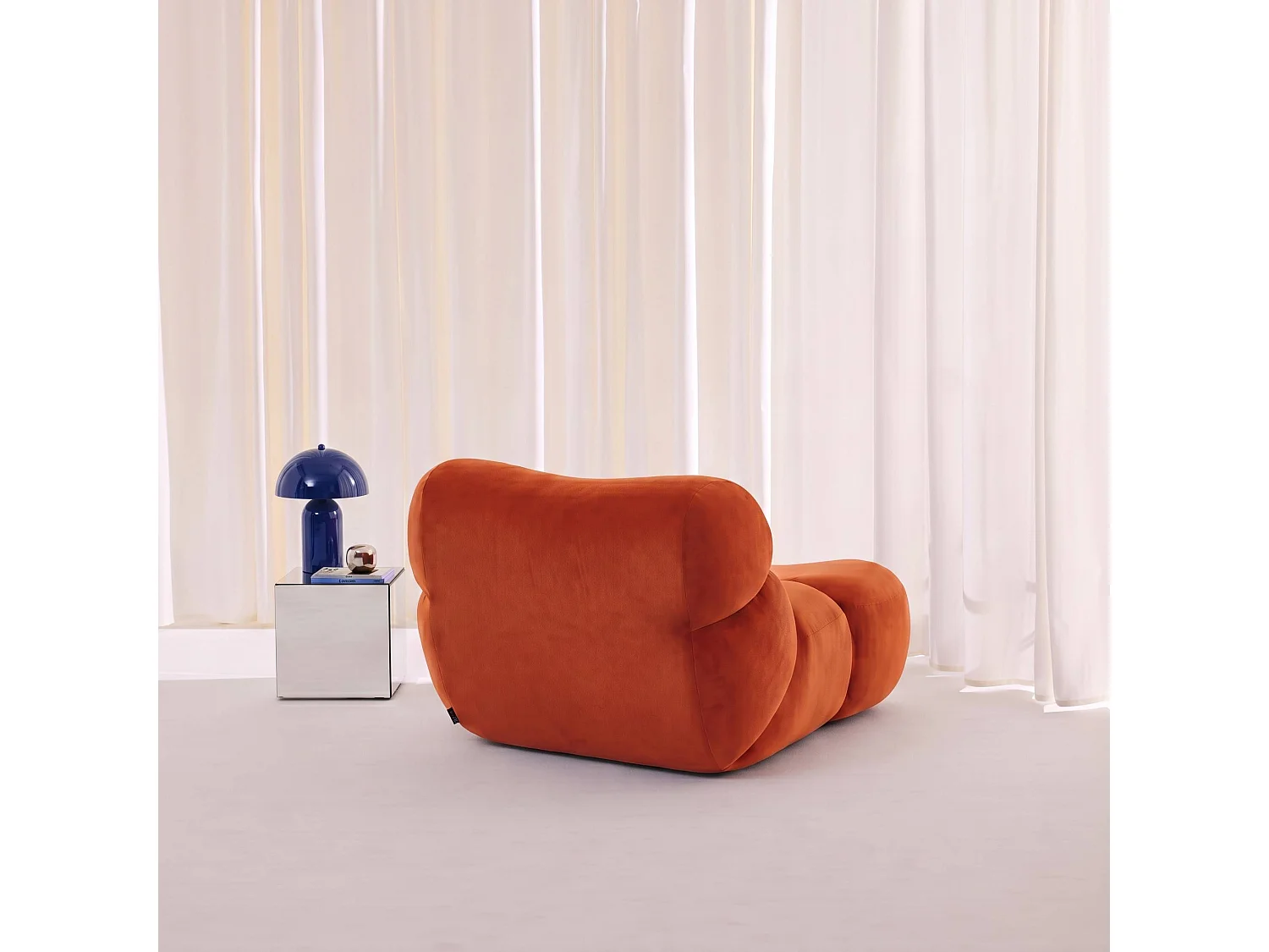 Sillón envasado al vacío de terciopelo, Naranja