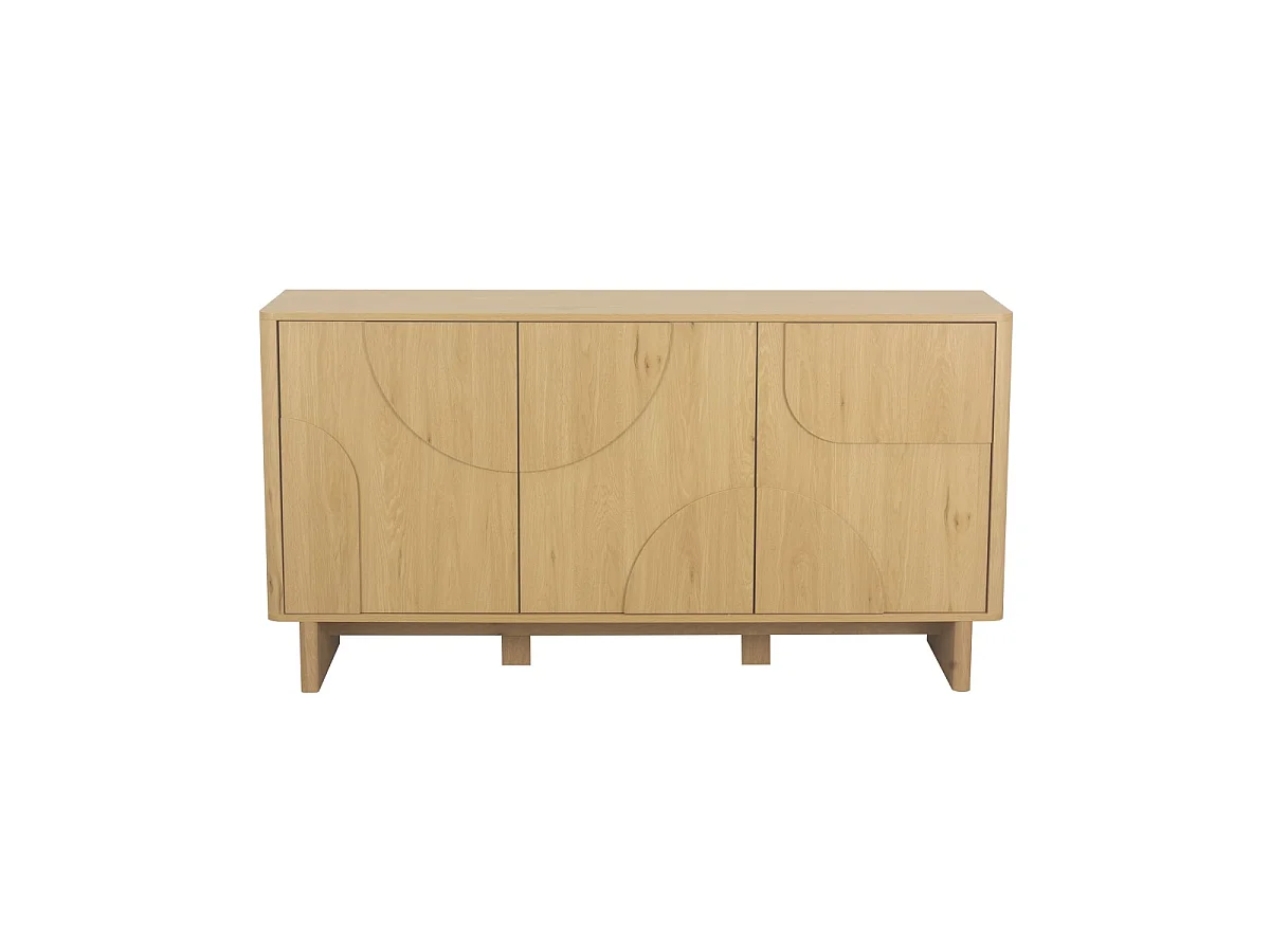 Sideboard 3 Türen mit abgerundeten Formen Eiche-Dekor B150 cm - OCTAVE