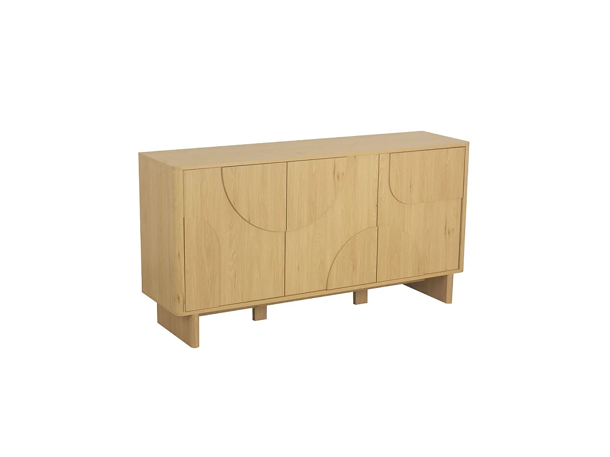 Sideboard 3 Türen mit abgerundeten Formen Eiche-Dekor B150 cm - OCTAVE