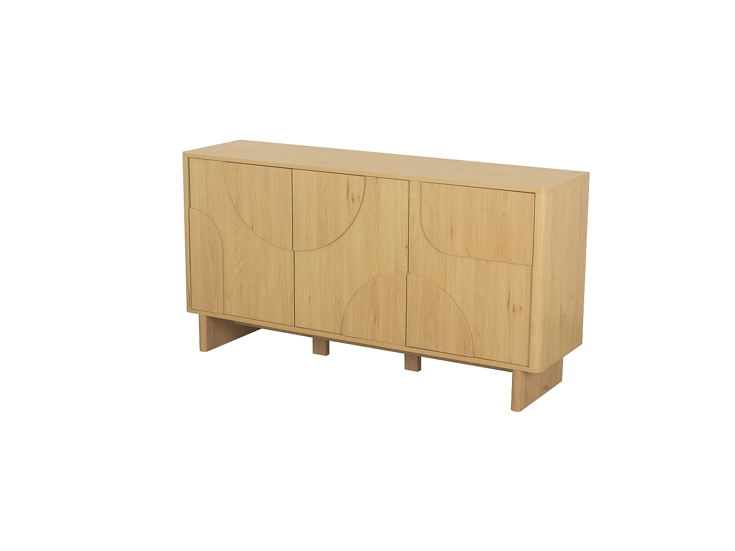 Sideboard 3 Türen mit abgerundeten Formen Eiche-Dekor B150 cm - OCTAVE