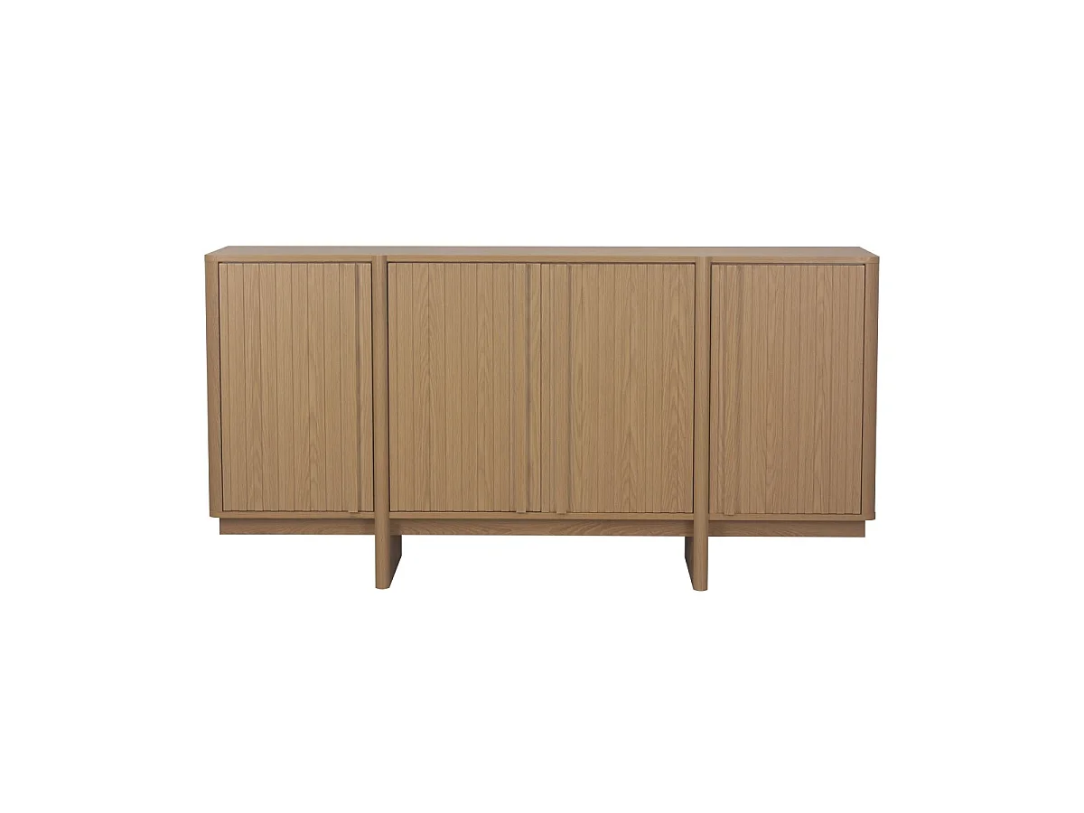 Sideboard 4 Türen mit Lamellenfronten Eiche-Dekor B160 cm - AUGUSTE