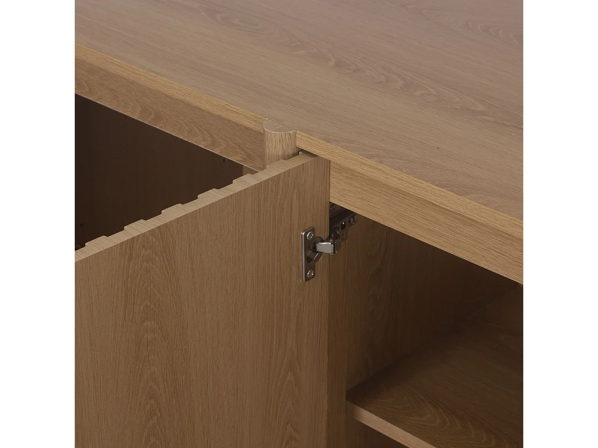 Sideboard 4 Türen mit Lamellenfronten Eiche-Dekor B160 cm - AUGUSTE
