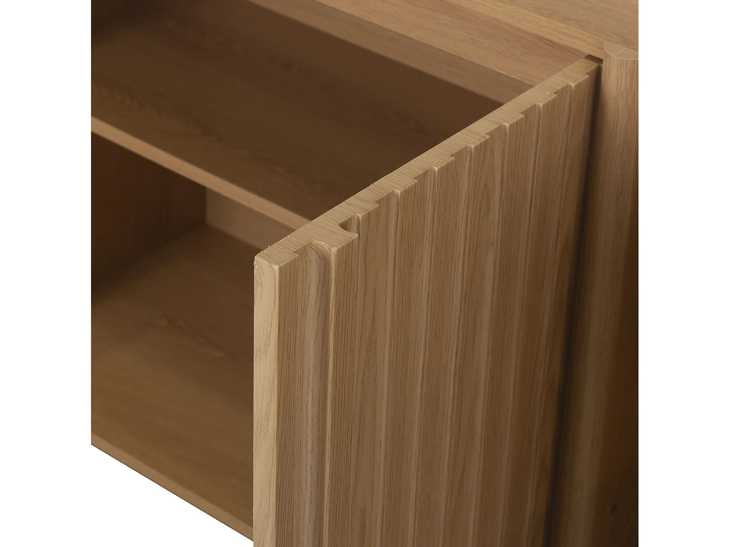 Sideboard 4 Türen mit Lamellenfronten Eiche-Dekor B160 cm - AUGUSTE