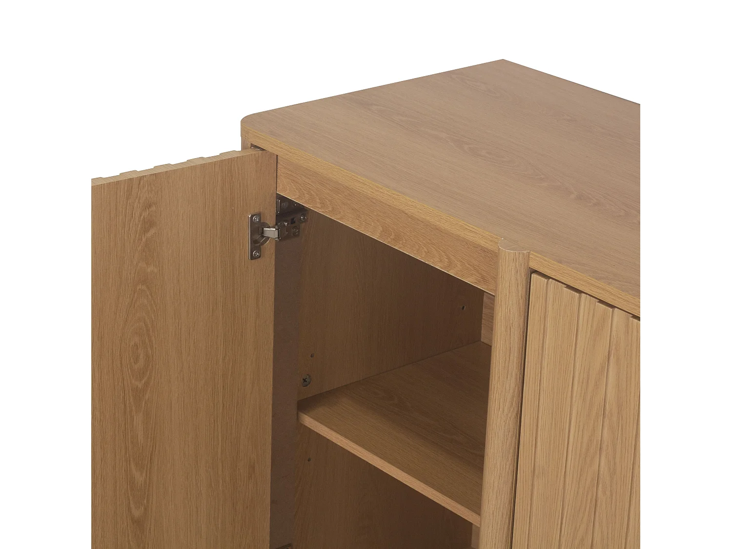 Sideboard 4 Türen mit Lamellenfronten Eiche-Dekor B160 cm - AUGUSTE