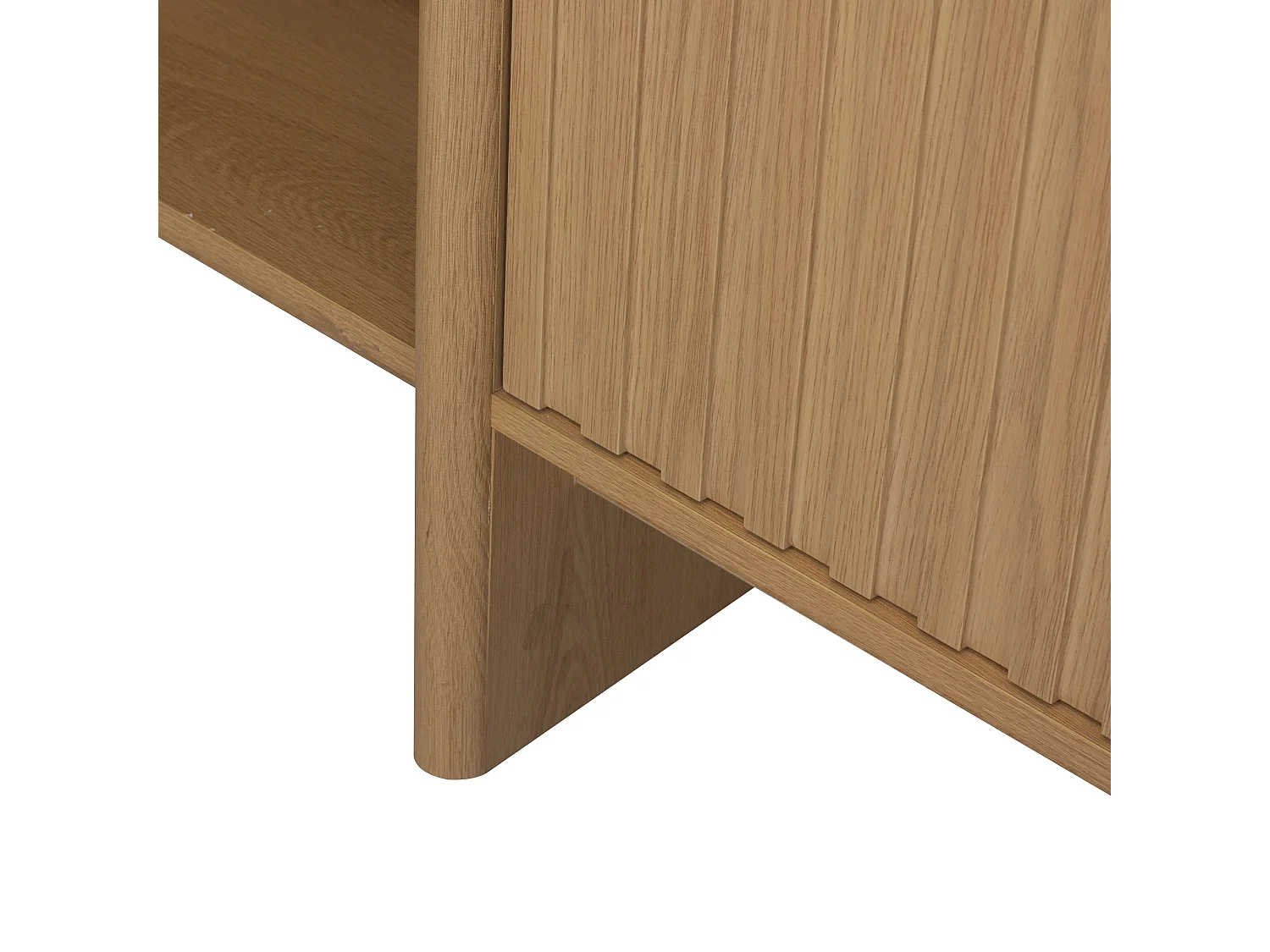 Sideboard 4 Türen mit Lamellenfronten Eiche-Dekor B160 cm - AUGUSTE