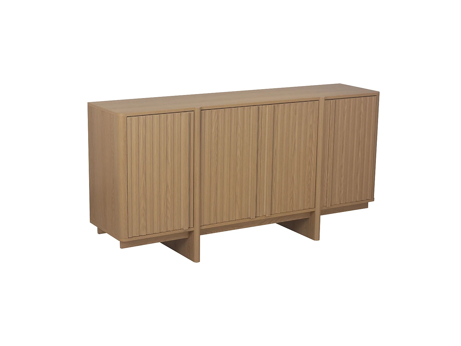 Sideboard 4 Türen mit Lamellenfronten Eiche-Dekor B160 cm - AUGUSTE