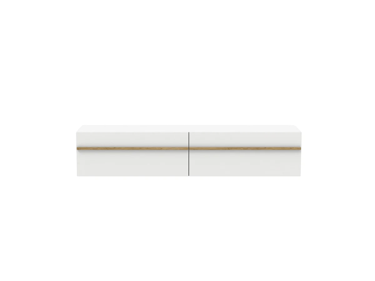 Meuble TV suspendu 2 abattants blanc L150 cm - ALBAN