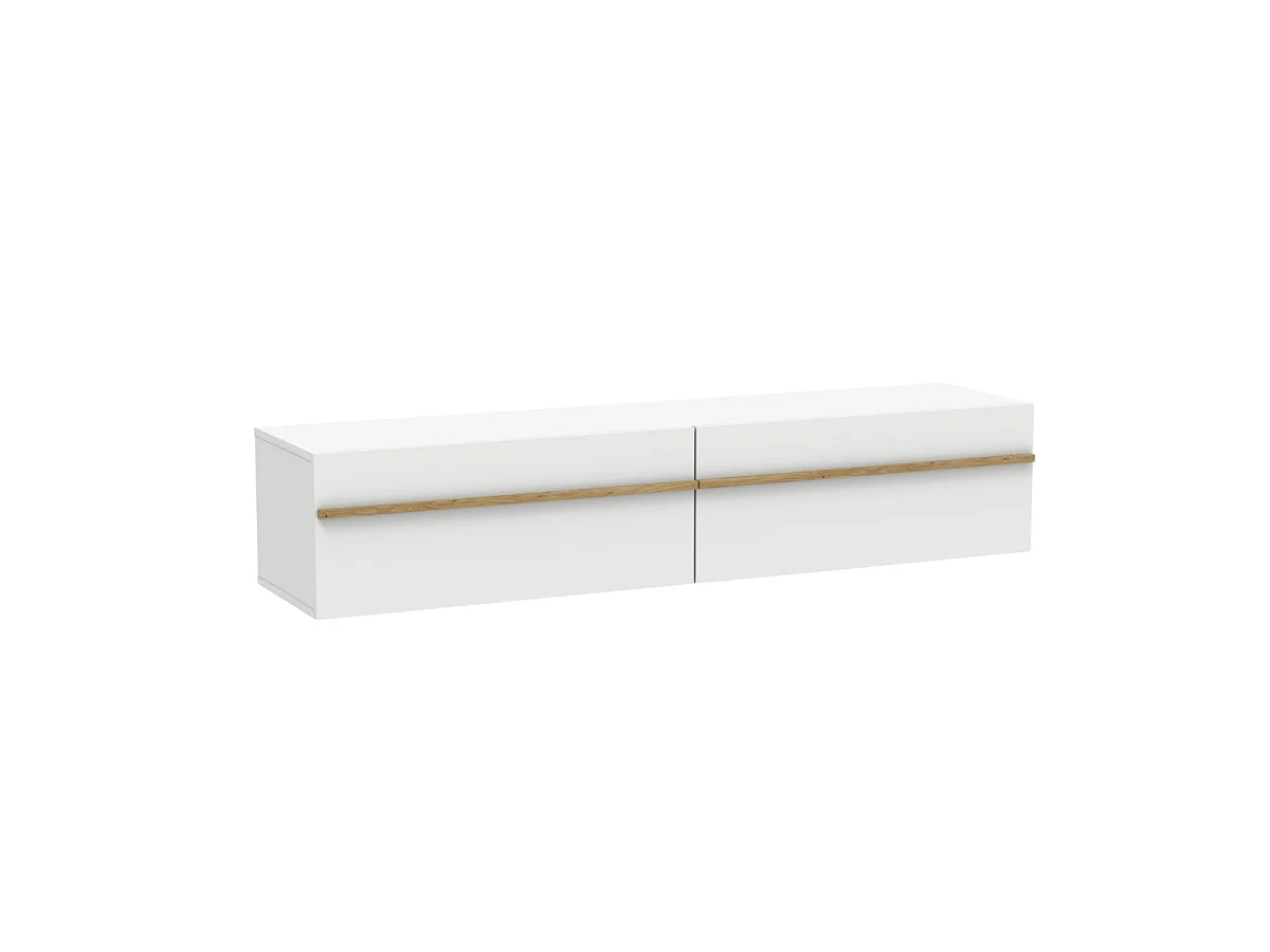 Meuble TV suspendu 2 abattants blanc L150 cm - ALBAN