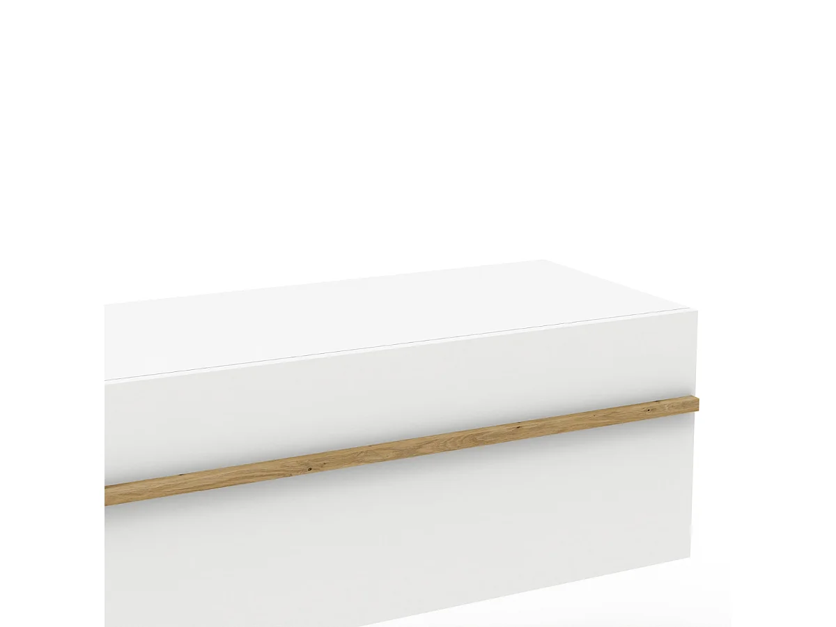 Meuble TV suspendu 2 abattants blanc L150 cm - ALBAN