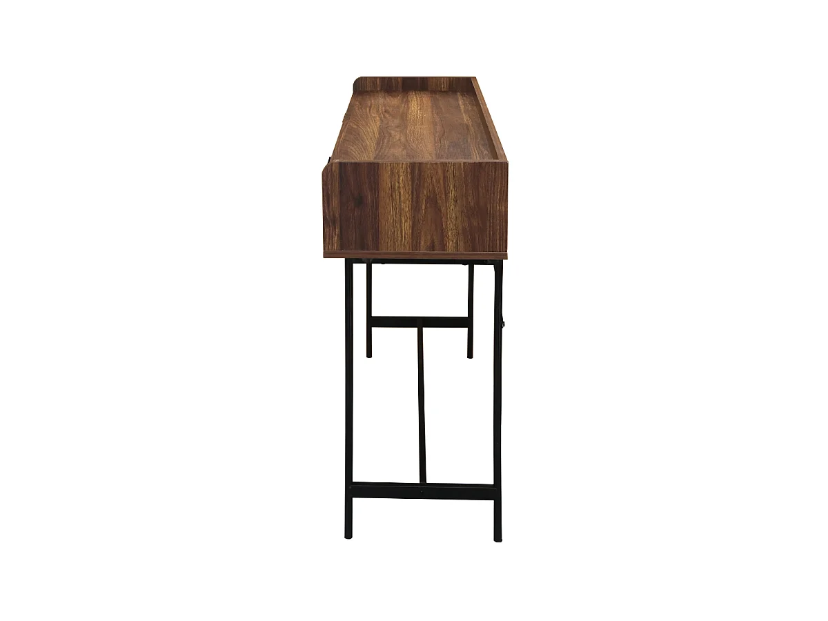 Console 2 tiroirs décor noyer avec façades en tissu L100 cm - JETSON