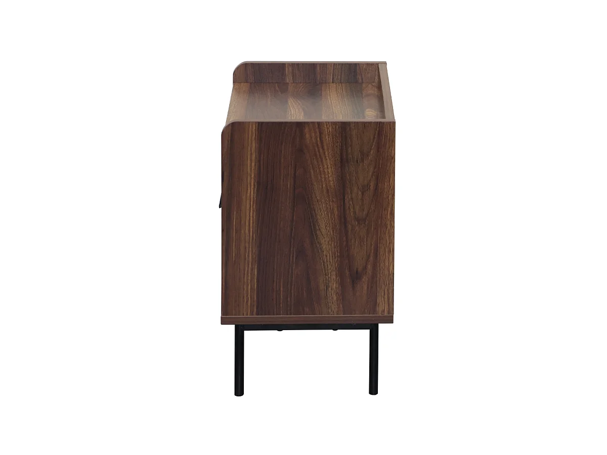 Chevet 1 tiroir, 1 niche décor noyer avec façades en tissu L45 cm - JETSON