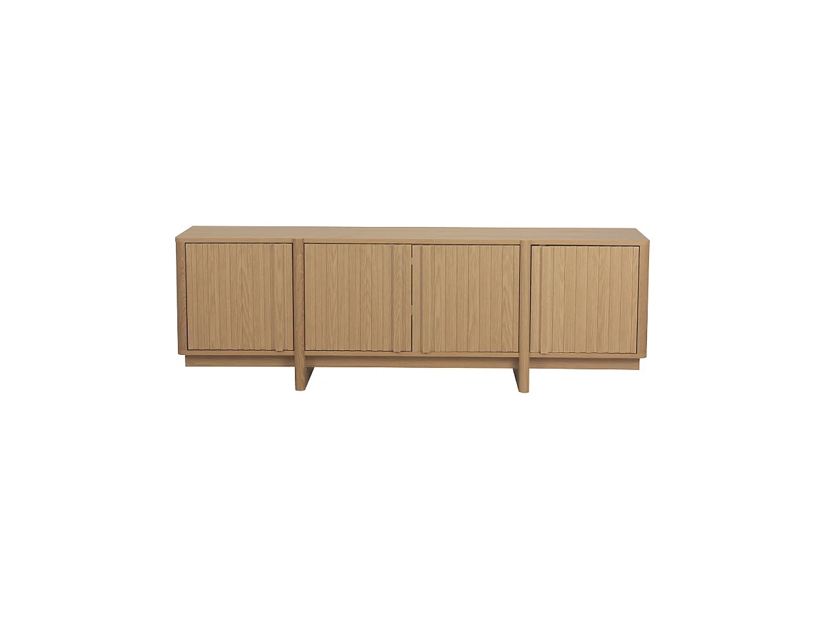 Mobile TV 4 ante con frontali a doghe effetto rovere L160 cm - AUGUSTE