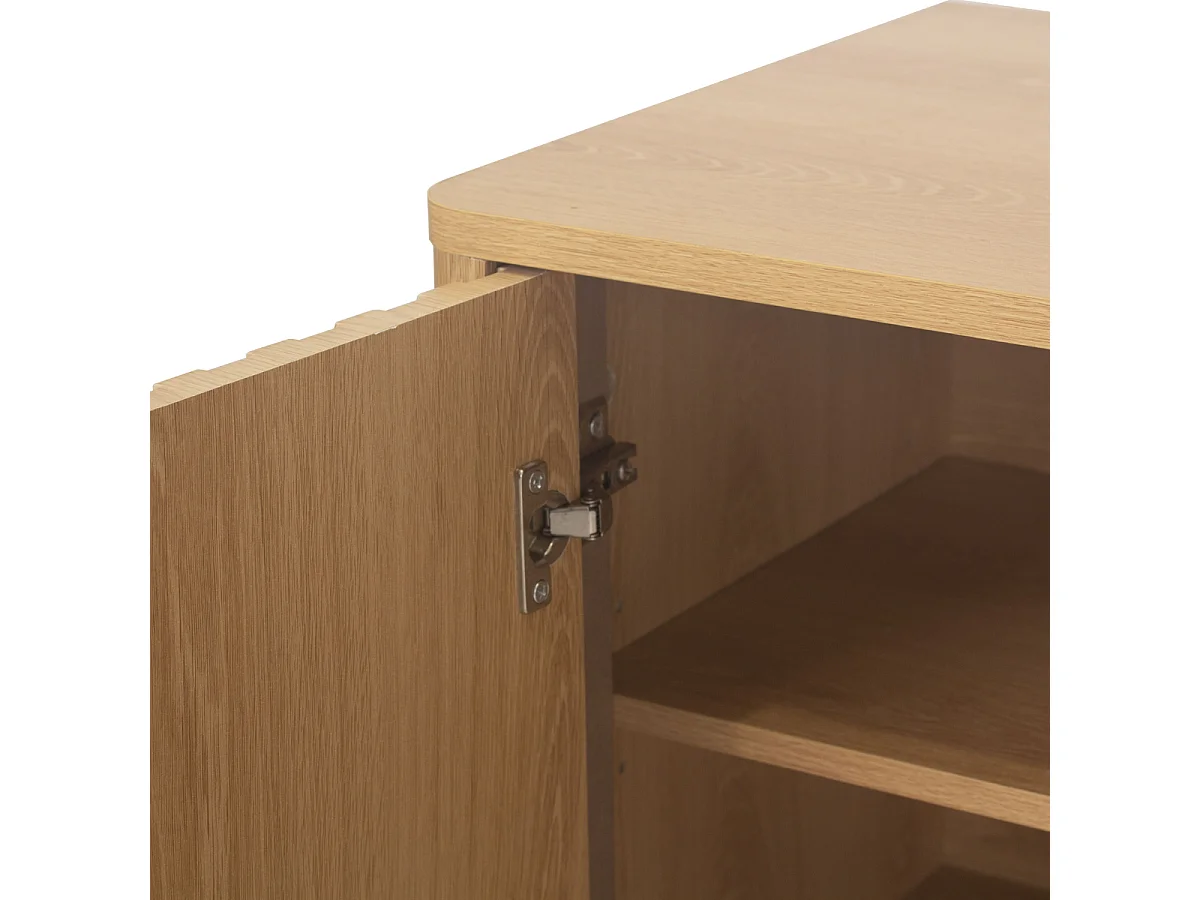 Mobile TV 4 ante con frontali a doghe effetto rovere L160 cm - AUGUSTE