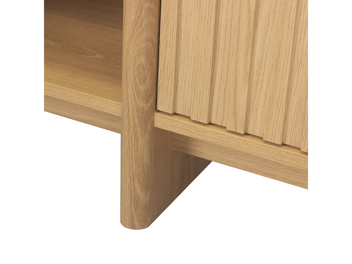 Mobile TV 4 ante con frontali a doghe effetto rovere L160 cm - AUGUSTE
