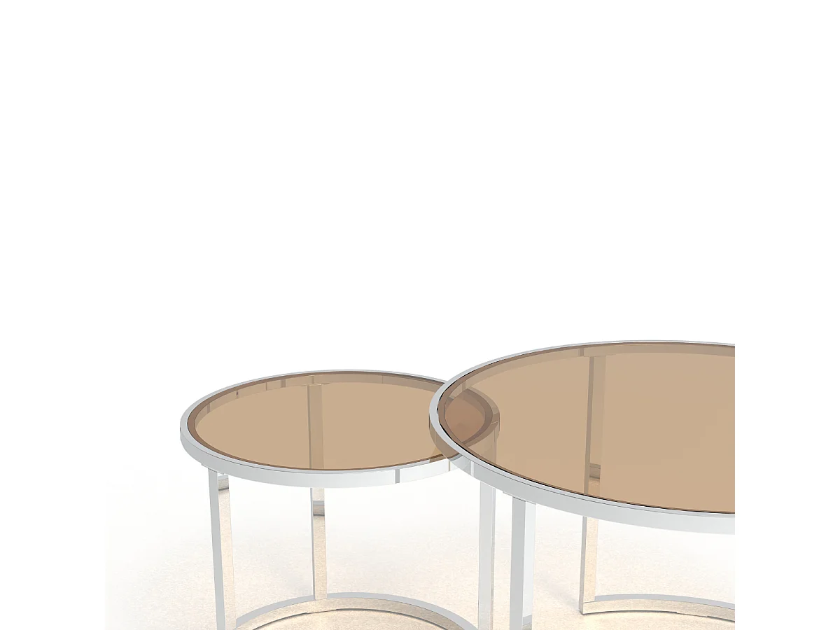 Nästing soffbord set med kromben och glasöverdel L70 cm - NOAM