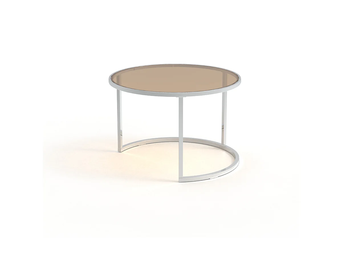 Nästing soffbord set med kromben och glasöverdel L70 cm - NOAM