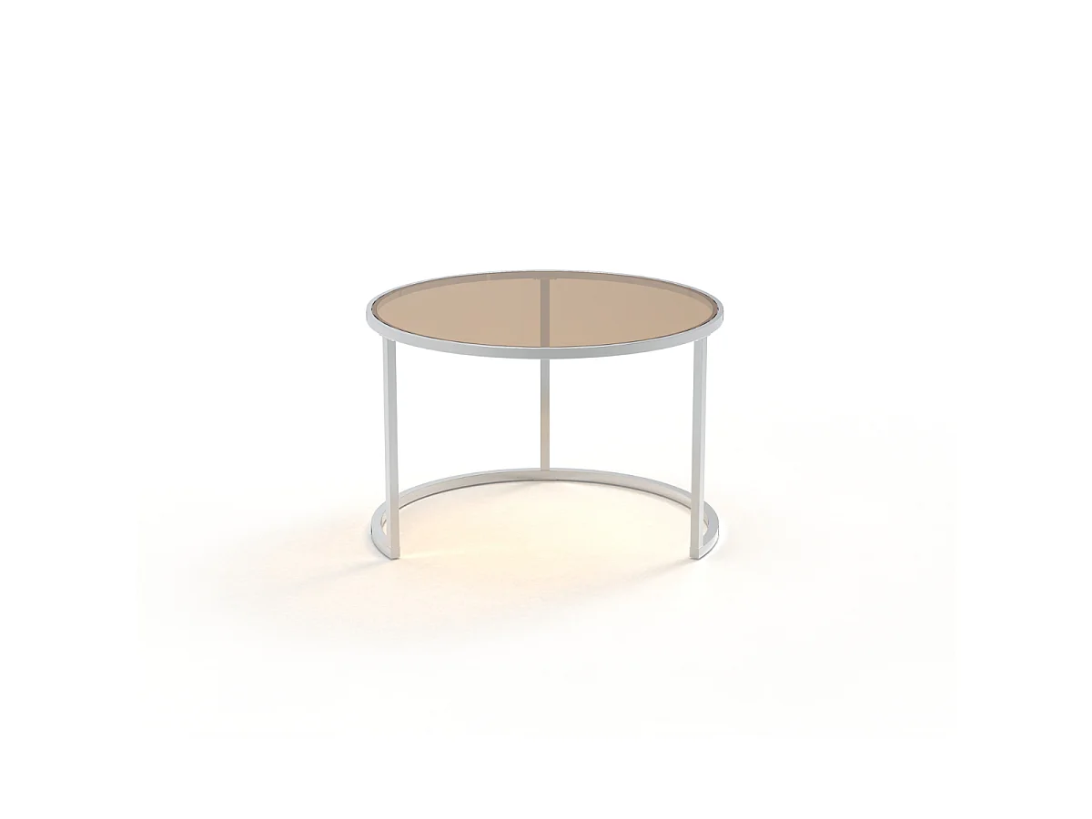 Nästing soffbord set med kromben och glasöverdel L70 cm - NOAM
