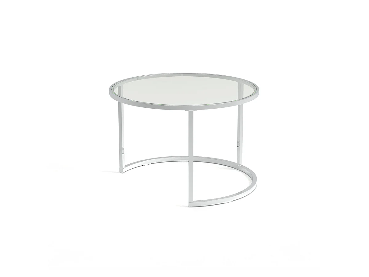 Set de 2 mesas de centro con patas cromadas y tablero de cristal L70 cm - NOAM