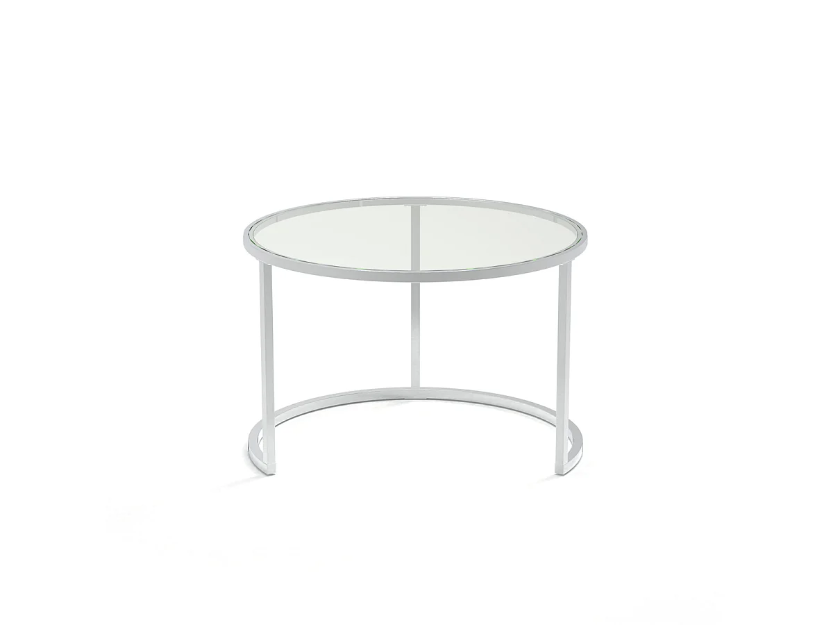 Set de 2 mesas de centro con patas cromadas y tablero de cristal L70 cm - NOAM
