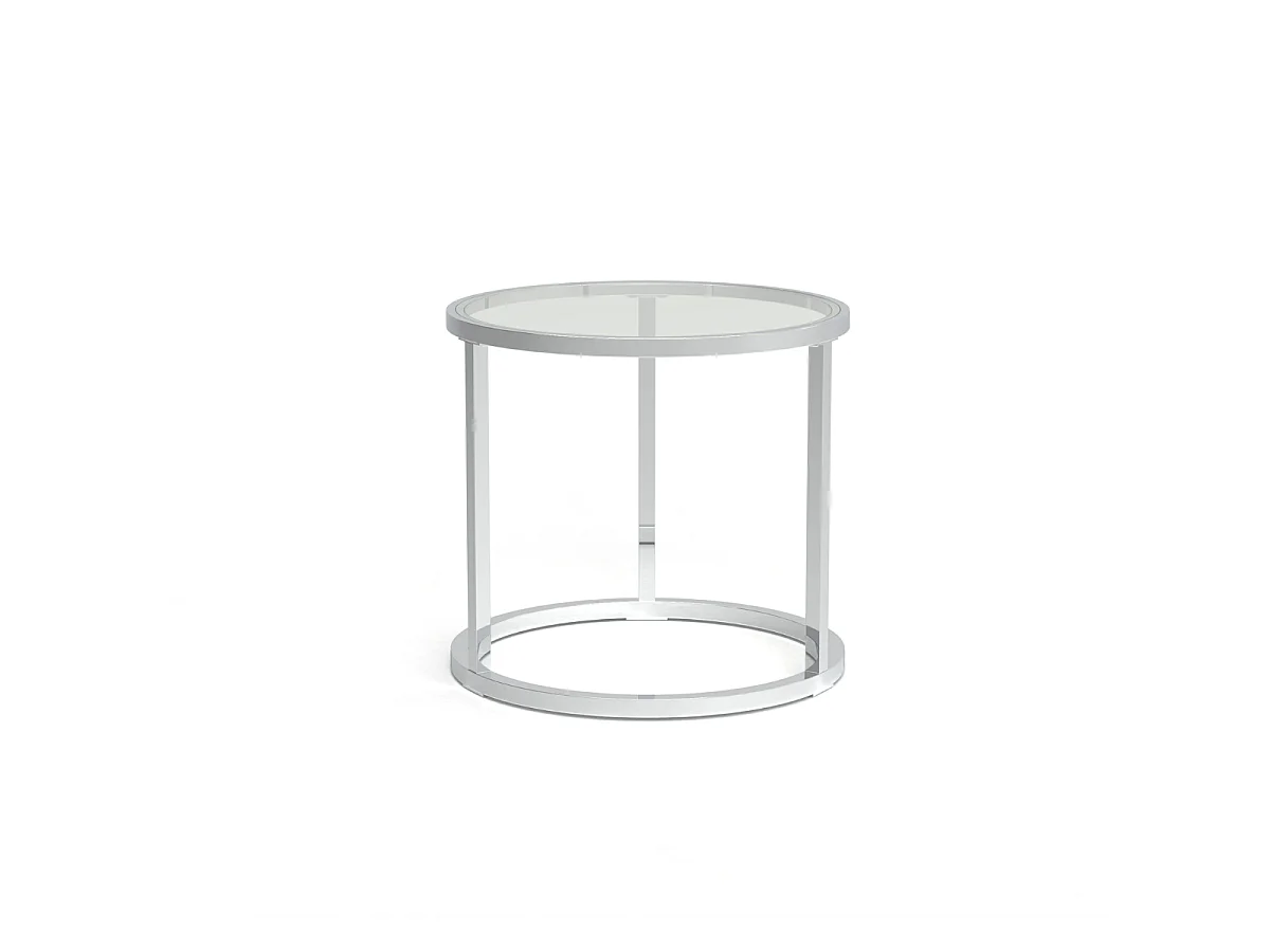 Set de 2 mesas de centro con patas cromadas y tablero de cristal L70 cm - NOAM