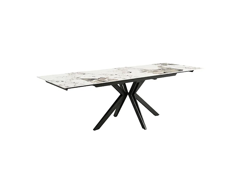Table extensible 160/240 cm céramique blanc marbré pieds métal – ALLEGRI