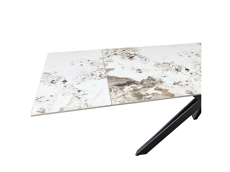 Table extensible 160/240 cm céramique blanc marbré pieds métal – ALLEGRI