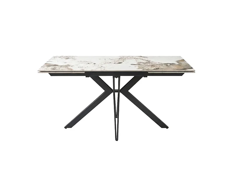 Table extensible 160/240 cm céramique blanc marbré pieds métal – ALLEGRI