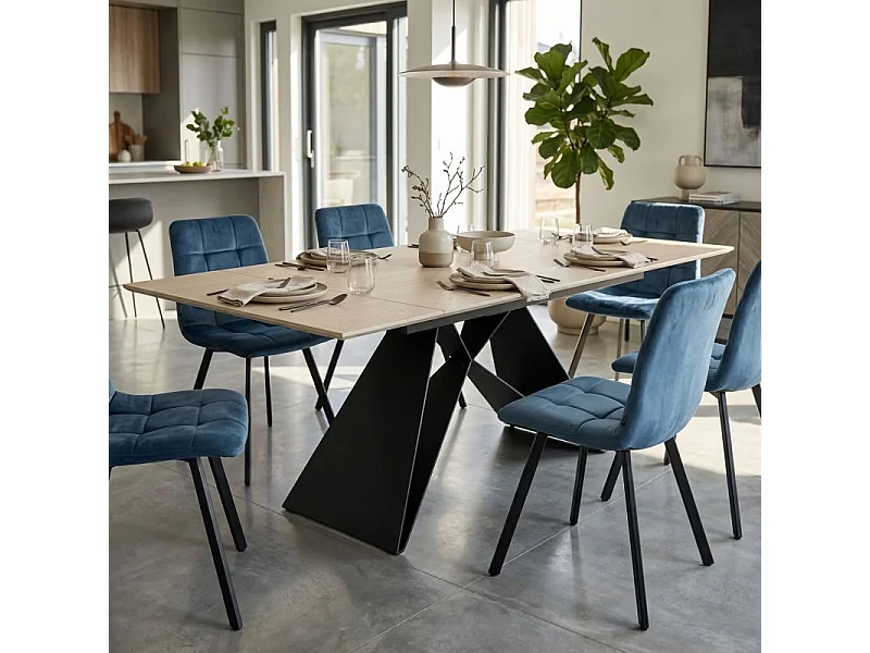 Table extensible 160/240 cm en céramique finition effet bois – LIMA
