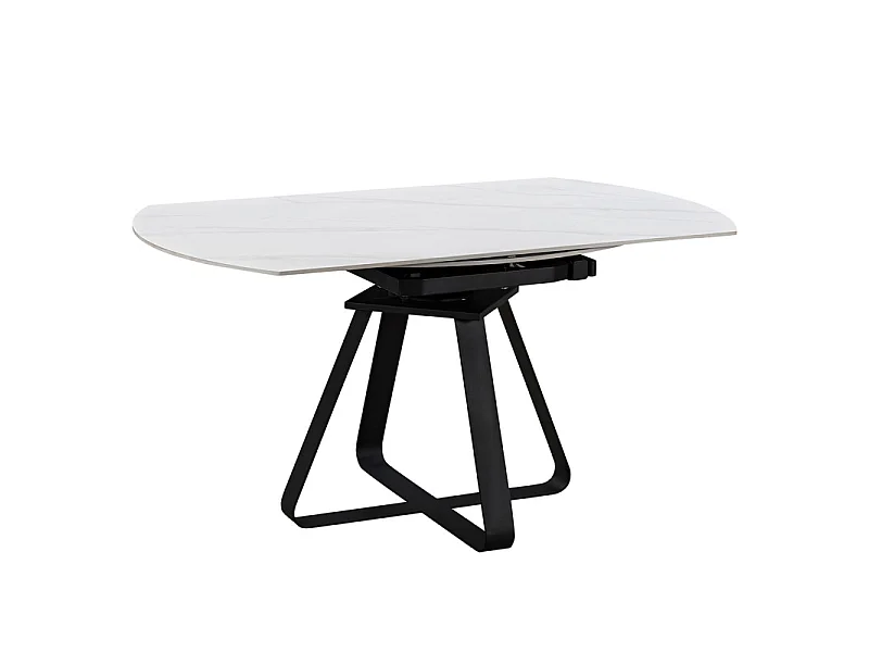 Table extensible ovale à ronde 150 cm en céramique blanc marbré – SKYE