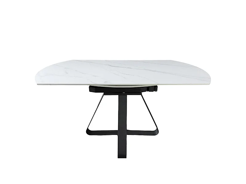Table extensible ovale à ronde 150 cm en céramique blanc marbré – SKYE