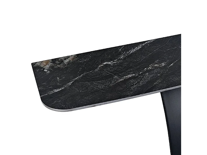 Console design L. 140 cm en céramique noir marbré pied noir – VERDI