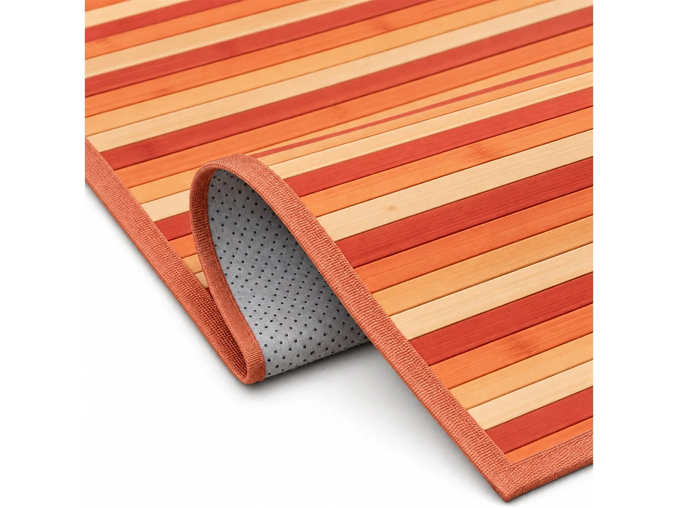 The White Stone Tapis en Bambou Dégradé 45x75 cm Orange | Tapis de Cuisine et Salle de Bain Antidérapant | Tapis en Bambou avec Dos Antidérapant et Bordure en